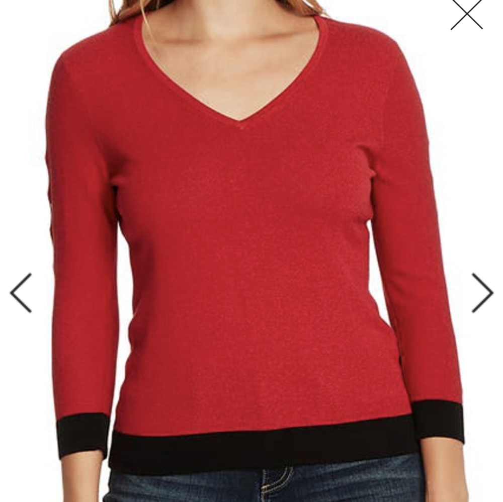 Vince Camuto Red Cut Out Sleeve Colorblock Sweater ❤️✨
